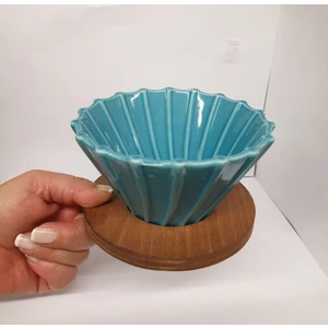 Grossberg Coffee Ahşap Stantlı V60 Dripper Mavi