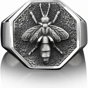 Yabani Arı Parlak Cilalı Gümüş Yüzük