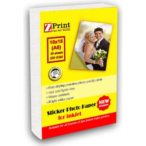 A6 Brother Yazıcılar Yapışkanlı Sticker Fotoğraf Kağıdı 10 x 15 50 Yaprak 200 Gram