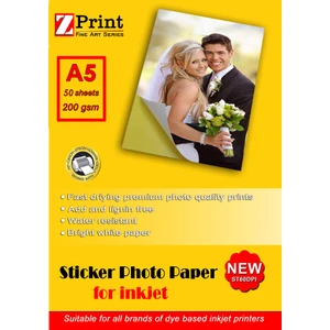 Canon Yazıcılar Için Yapışkanlı Sticker Fotoğraf Kağıdı A5 50 Yaprak 200 Gram
