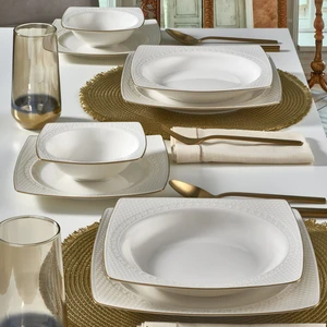 Güral Porselen Bonenjoy 8 Parça 2 Kişilik Bone Yemek Takımı - Gold