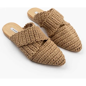 Nişantaşı Shoes Laila Taba Örgü Çapraz Bant Detay Kadın Terlik