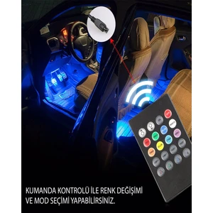 Car Accesorıes Uzaktan Kumandalı  Araç Içi  Ayak Altı Sese Duyarlı 12 LED