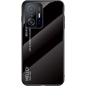 Xiaomi 11T/11T Pro Için Temperli Cam Hibrit Telefon Kılıfı  - Siyah  (Yurt Dışından)