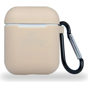 Case World Caseworld Apple Airpods Renkli ve Askılı Silikon Kılıf - Bej
