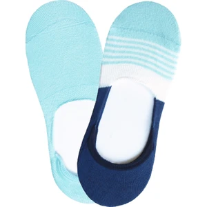 Unlimited Legwear 2li Paket Mavi Düz ve Çizgili Babet Çorap