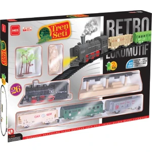 Tren Seti Oyuncak Tren Seti Retro Lokomotif  Trnset 25 Parça