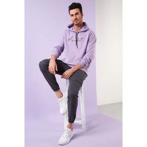 Slim Fit Baskılı Kapüşonlu Kanguru Cepli Pamuklu Sweat Erkek Sweat 5414019