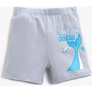 Lastikli Normal Kalıp Mavi Bebek Şort - 2SMB40018TK