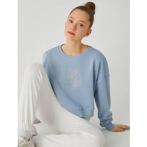 Bisiklet Yaka Baskılı Spor Sweatshirt
