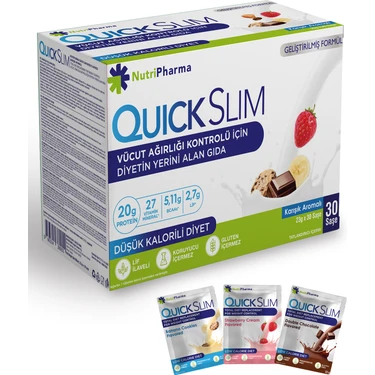 NUTRIPHARMA QUICK SLIM Qıuick Slim Yüksek Proteinli Öğün Tozu, 90