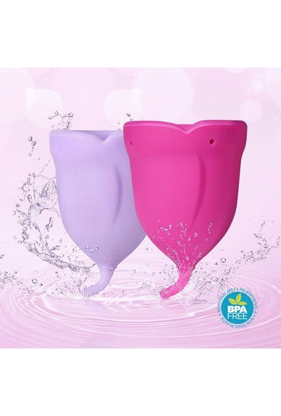 Mothersmart femometer® Adet Kabı-Regl Kabı-Rose 2'li Medikal Sınıf Silikon Menstrual Cup(A size + B size)