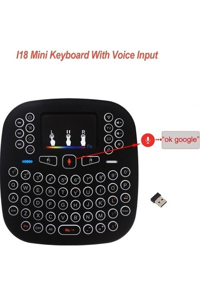 Rs Kablosuz Işıklı Mini Klavye + Touch Pad