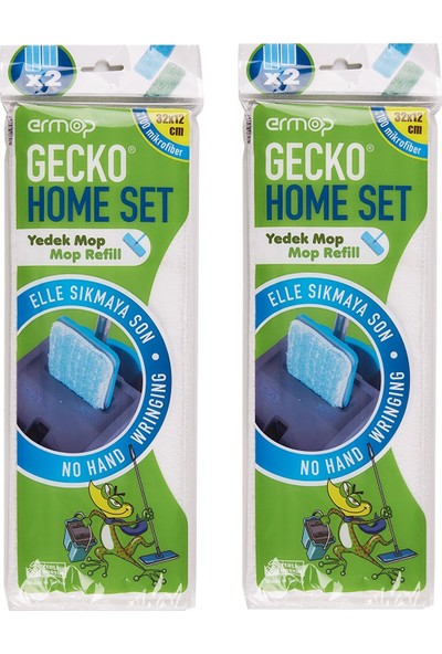 Ermop Temizlik Seti Yedek Mikrofiber Mop 4 Adet (2PAKET) Mikrofiber Mop Gecko Home Set