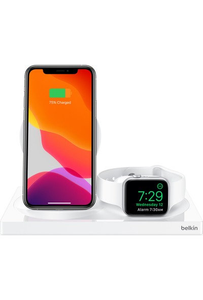 Belkin Boost↑charge™ WIZ004 3-In-1 Wireless iPhone + Apple Watch + Airpods Uyumlu Kablosuz Şarj Cihazı - Beyaz