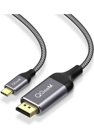 Qgeem Type-C To Display Port Kablo 1.2 mt 4K 60 Hz Görüntü Aktarımı QG-UA13 Siyah