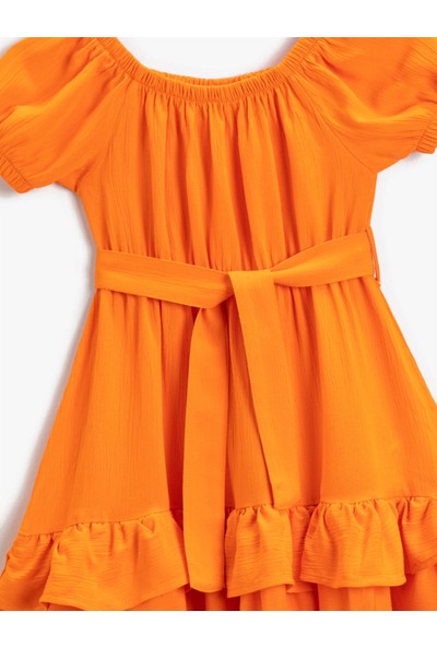 Koton Kız Çocuk Fırfırlı Balon Kollu Elbise Rahat Kesim