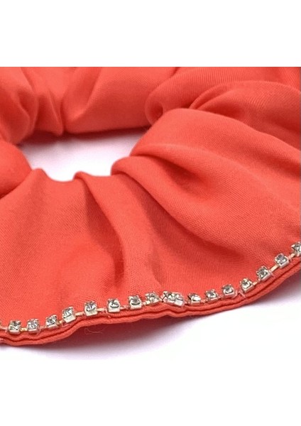 Scrunchıe Kristal Taşlı Kırmızı Saten Toka SCR25 modelleri