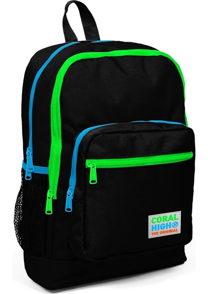 Dört Bölmeli Siyah Okul Çantası Ortopedik Tasarım 27x38x14 cm İlkokul İçin