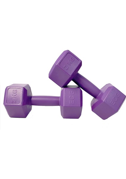 2 kg Altıgen Mor Dambıl Seti 2 kg x 2 Adet Toplam 4 kg Ağırlık Seti