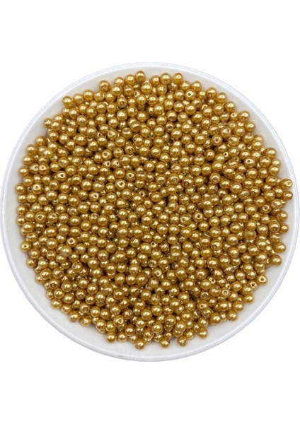 50 gr 4mm Gold Kahve Cam Inci Boncuk ,takı Yapım Boncuğu (50GR,~550 Adet Boncuk