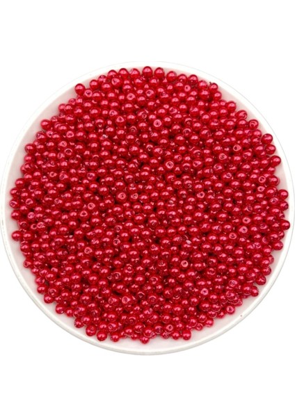 50 gr 4mm Kırmızı Cam Inci Boncuk ,takı Yapım Boncuğu (50GR,~550 Adet Boncuk