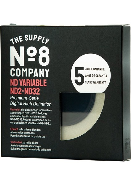 No8 43MM Nano Variable Density Nd 2-32 Filtre (1-5 Stop)