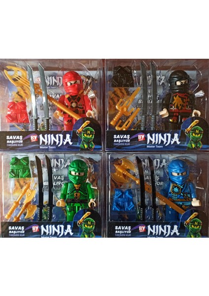 PopŞeker Ninjago Master Team LEGO Figürleri Aksesuarlı 4 Lü Ninja Go LEGO Figürleri