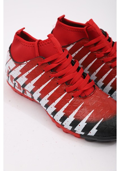 Çocuk Siyah Kırmızı Çoraplı Halısaha Futbol Ayakkabısı 1453 modelleri