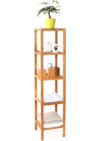 Ahşap Izgaralı 5 Raflı Banyo Rafı Çiçeklik modelleri