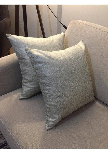Linen Pamuk keten Baskılı Krem/Gümüş Kırlent 45*45 cm İkili - 561 fiyatları