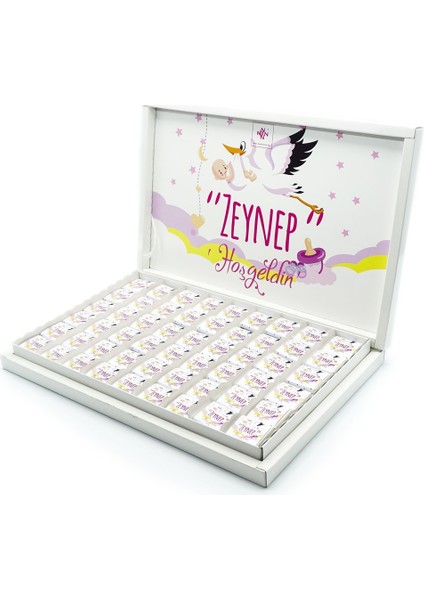 Kız Bebek Çikolatası 162 Adet Napoliten Çikolata Sarı Leylek modelleri