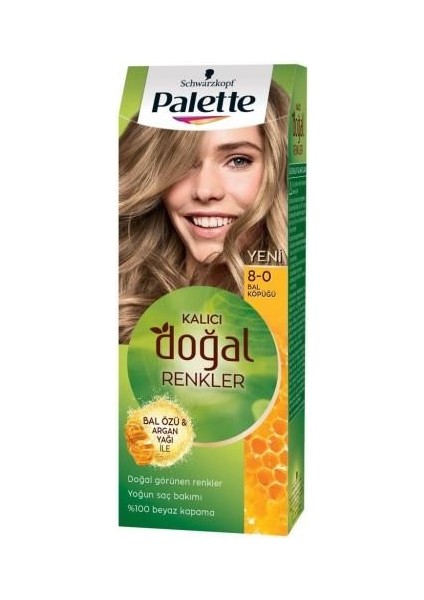 Kalıcı Doğal Renkler Saç Boyası 8-0 Bal Köpüğü 3 Paket