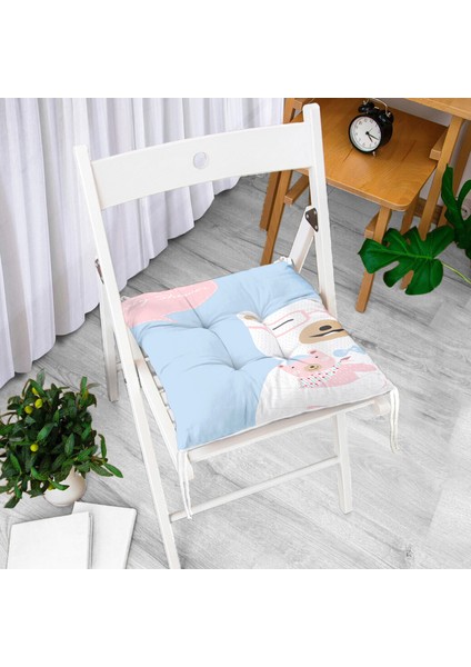Mavi Zeminde Anne ve Yavru Ayı Baby Shower Dijital Baskılı Çocuk Odası Pofidik Sandalye Minderi fiyatları