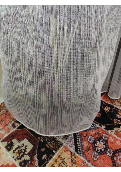 Gümüş Gri Çizgili Çelik Simli Pilesiz Tül Perde fiyatları