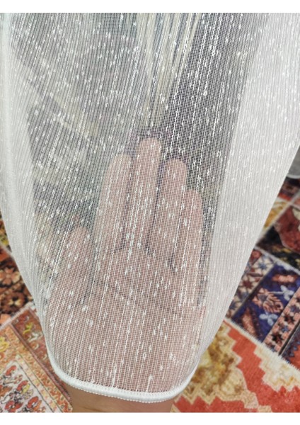 Şantuk Yağmur Desenli Keten Pilesiz Tül Perde