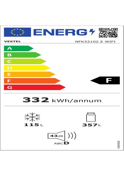 NFK52102 EX WIFI 471 Lt No-Frost Buzdolabı