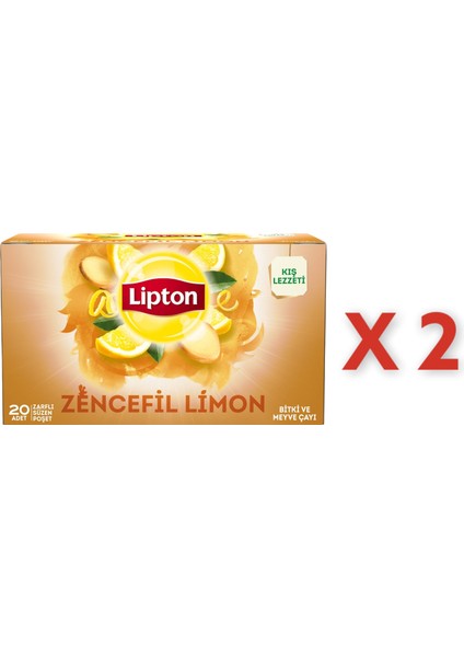 Zencefil Limon Bitki Süzen Bardak Poşet Çayı 20LI x 2 Adet