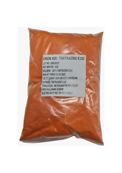 Tartrazine Sarı Toz Gıda Boyası 1 kg