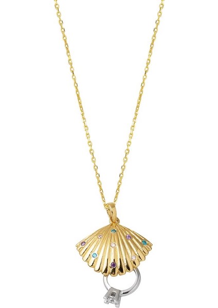 Tektaş Yüzüklü Istiridye Altın Kolye