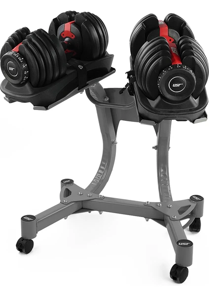 USR ADX24 2x24 Kg Ayarlanabilir Dambıl + Stand Set