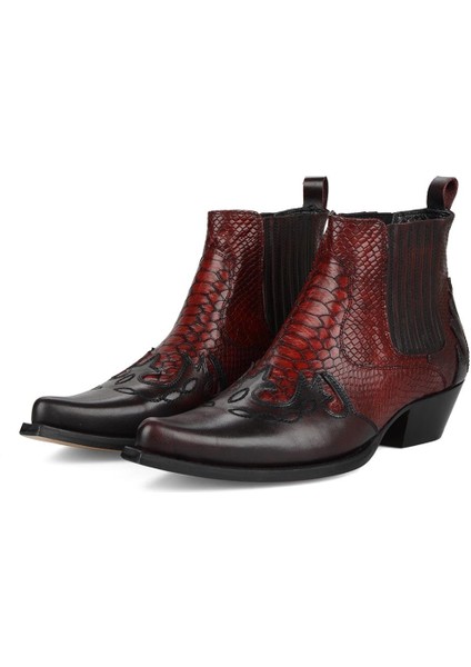 Bordo Deri Kovboy Botu 5 cm Topuklu Erkekler İçin Şık ve Rahat Tasarım fiyatları