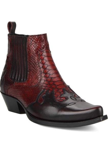 Bordo Deri Kovboy Botu 5 cm Topuklu Erkekler İçin Şık ve Rahat Tasarım modelleri