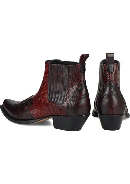 Bordo Deri Kovboy Botu 5 cm Topuklu Erkekler İçin Şık ve Rahat Tasarım fırsatları
