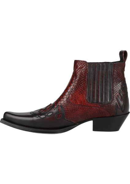 Bordo Deri Kovboy Botu 5 cm Topuklu Erkekler İçin Şık ve Rahat Tasarım indirimleri