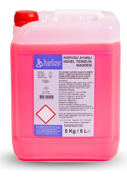 Köpüğü Ayarlı Genel Temizlik Maddesi, 5 Lt. (Yer Yıkama Makineleri Için)