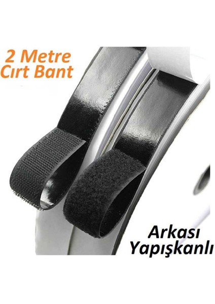 Yapışkanlı Siyah Cırt Cırtlı Bant 2 mt Amerikan Fermuarı 2 cm Genişlik Cırt Band Cırt Cırt Bant