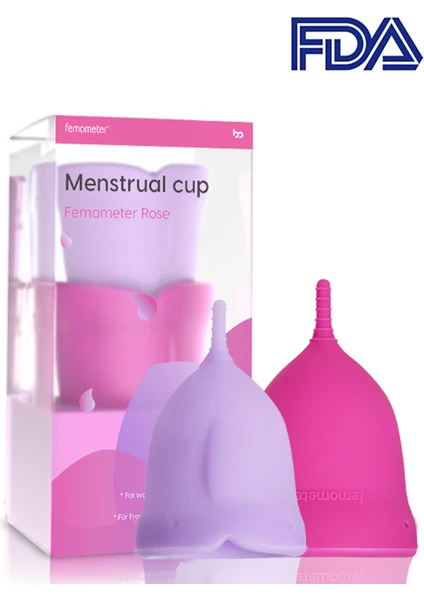 femometer® Adet Kabı-Regl Kabı-Rose 2'li Medikal Sınıf Silikon Menstrual Cup(A size + B size)