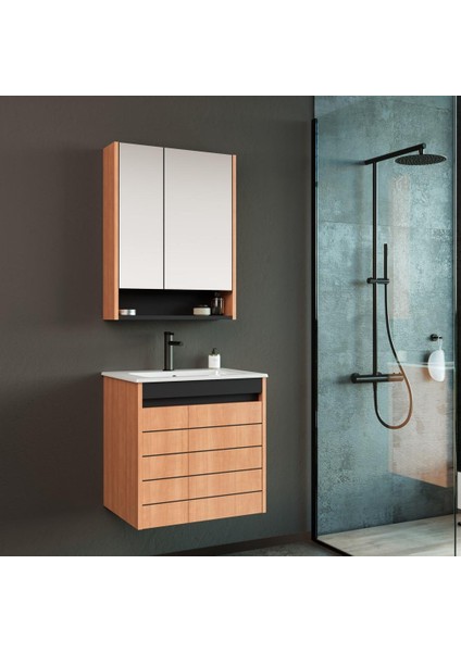 Ricato 60 cm Mdf Morgana Kiraz Banyo Dolabı Takımı