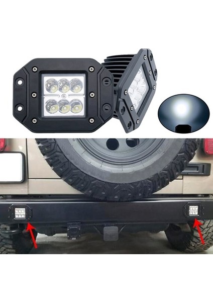 6 LED 18 W Beyaz 2 Modlu Çakarlı Gömme Kabin Lambası Off Road Çalışma Sis Lambası indirimleri